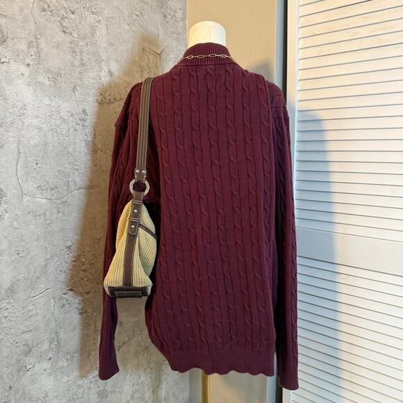 Burgundy Club Room Cable Knit Quarter Zip Crewneck - Picture 5 of 7